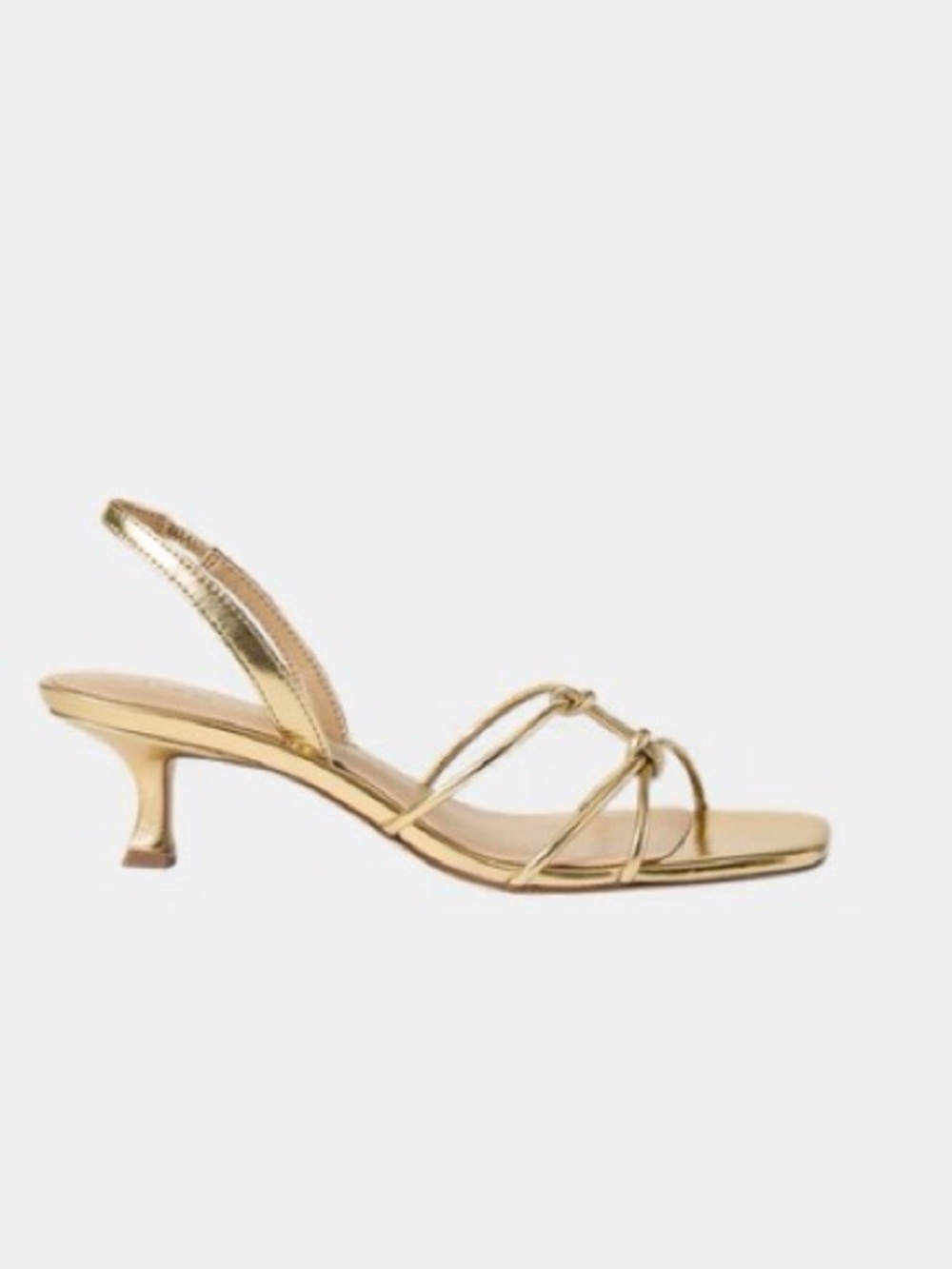 Ann Taylor Gold Metallic Strappy Slingback Kitten Heels